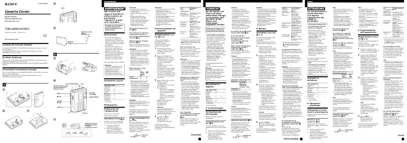 Page n°1 - Manuel utilisateur Sony TCM-220DV