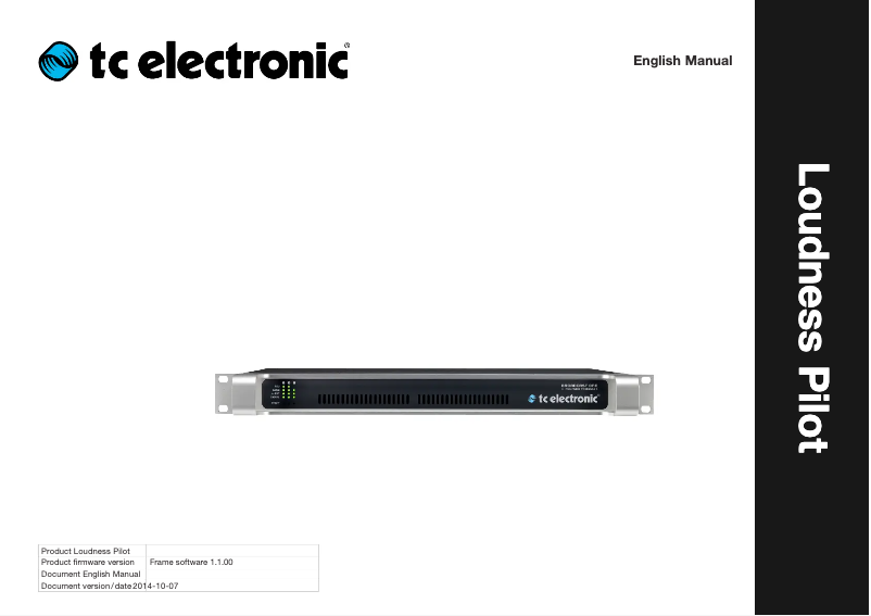 Page n°1 - Manuel utilisateur TC Electronic Loudness Pilot