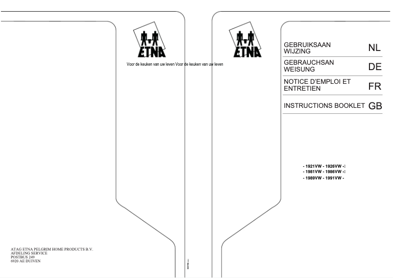 Page 1 de la notice Manuel utilisateur Etna 1989