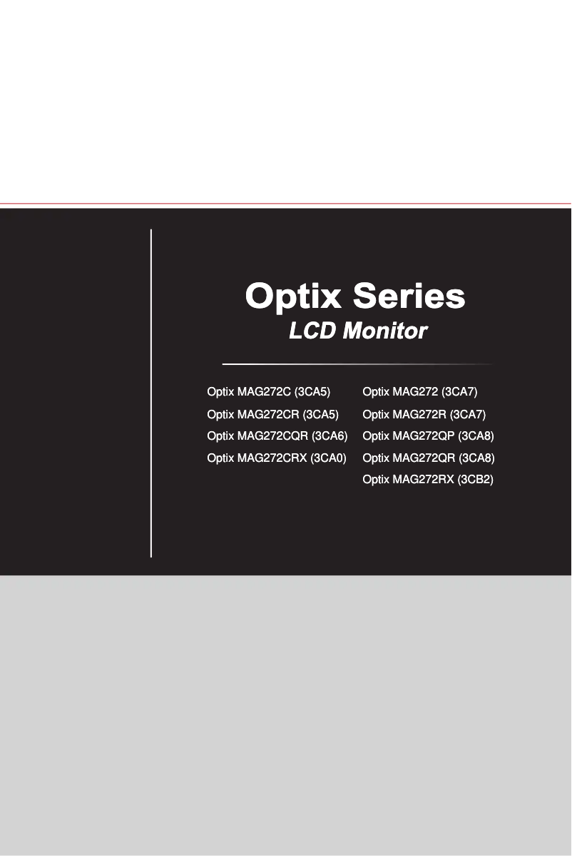 Page 1 de la notice Manuel utilisateur MSI Optix MAG272QP