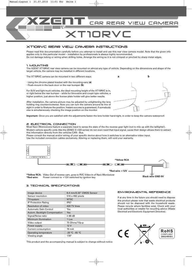 Página 1 del manual Manual de usuario XZENT XT10RVC