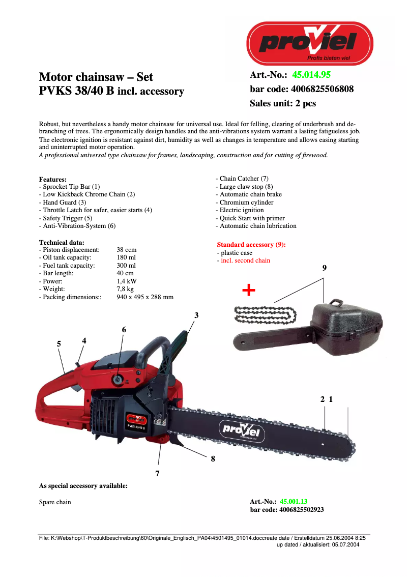 Image de la première page du manuel de l'appareil PVKS 38/40 B