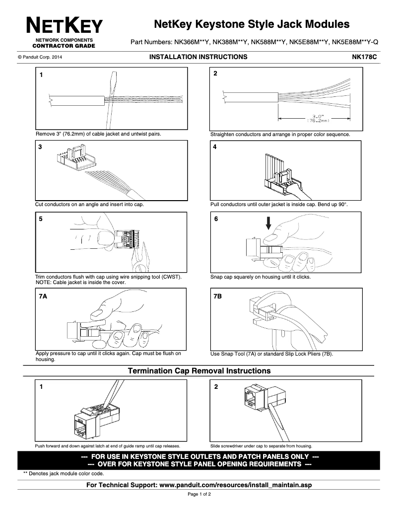 Página 1 del manual Manual de usuario Panduit NK5E88MBUY