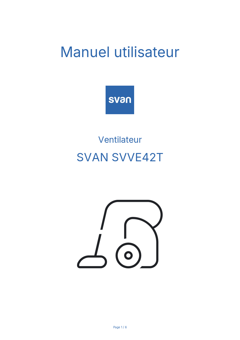 Image de la première page du manuel de l'appareil SVVE42T