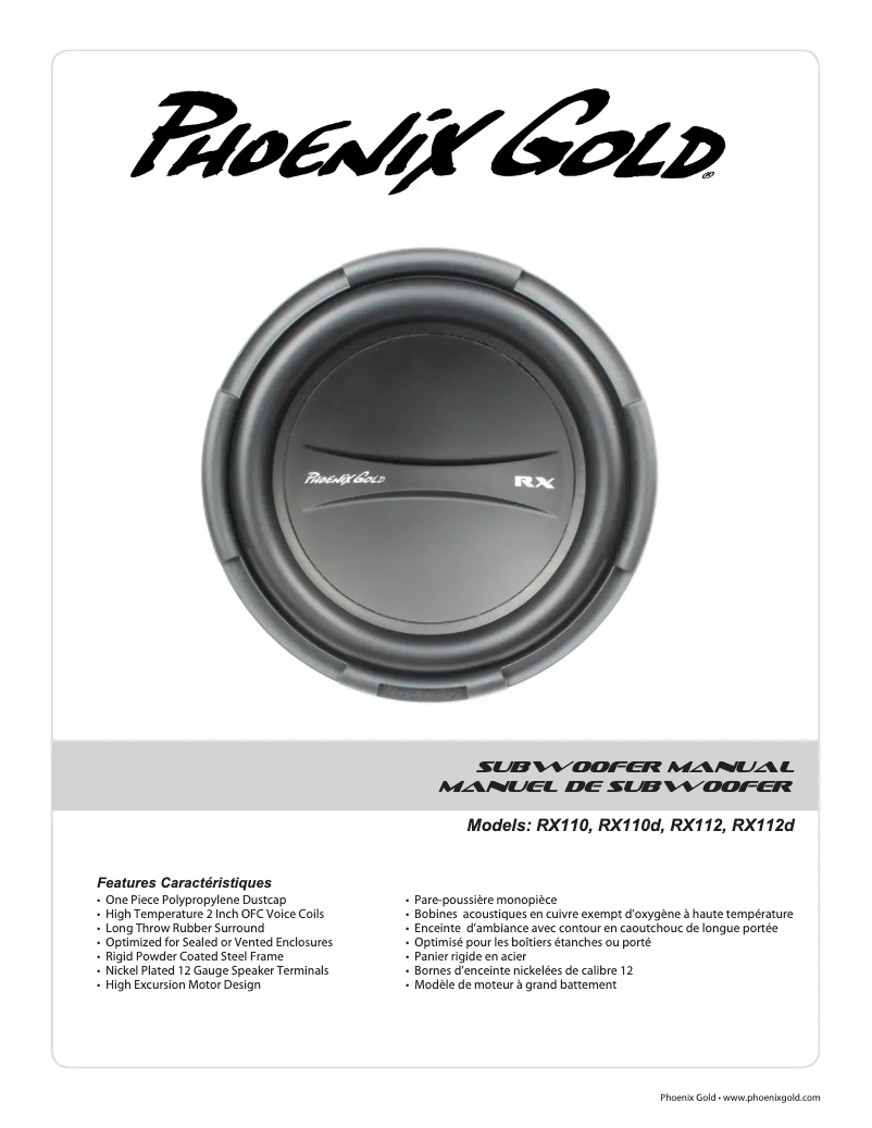 Page 1 de la notice Manuel utilisateur Phoenix Gold RX110