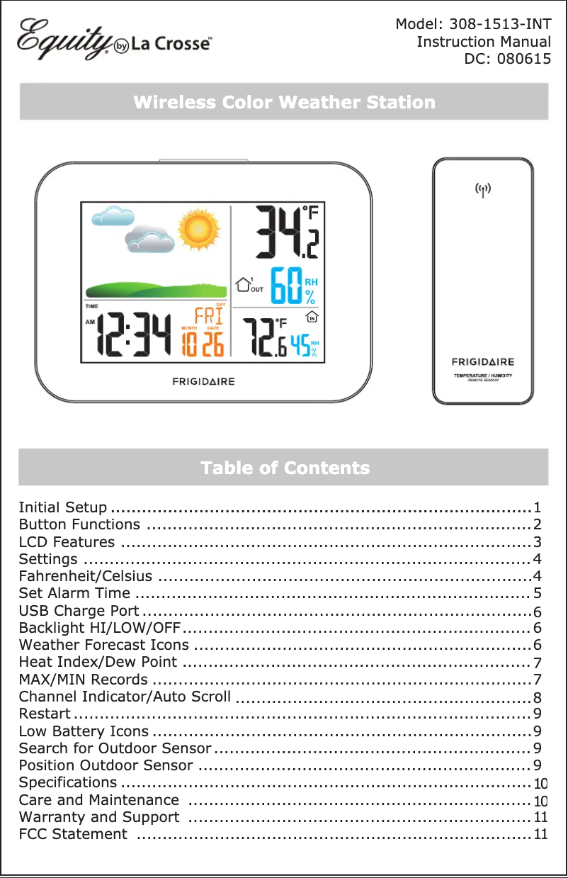 Page n°1 - Manuel utilisateur La Crosse Technology 308-1513