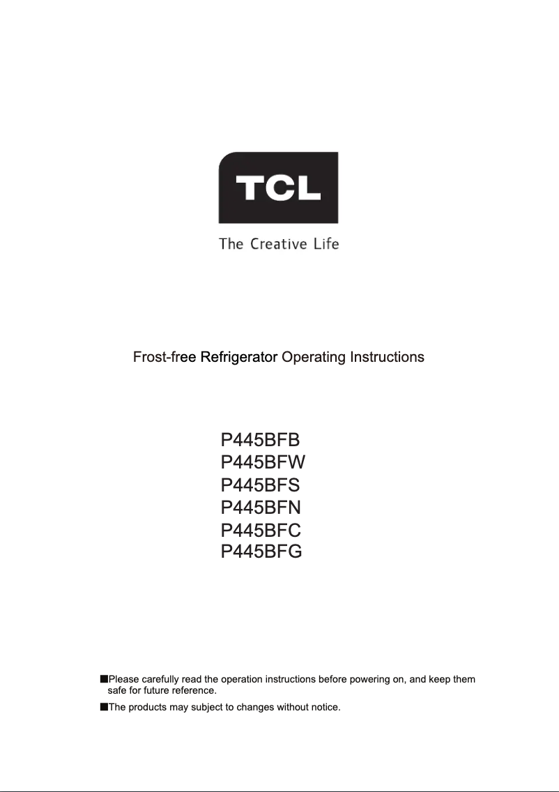 Page 1 de la notice Manuel utilisateur TCL P445BFG