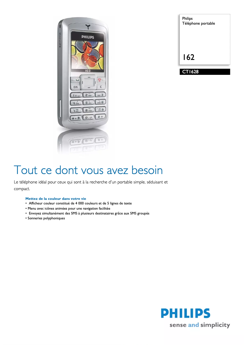 Page n°1 - Fiche technique Philips CT1628
