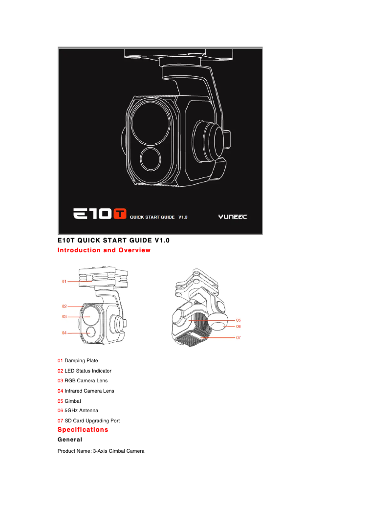 Page 1 de la notice Manuel utilisateur Yuneec E10T