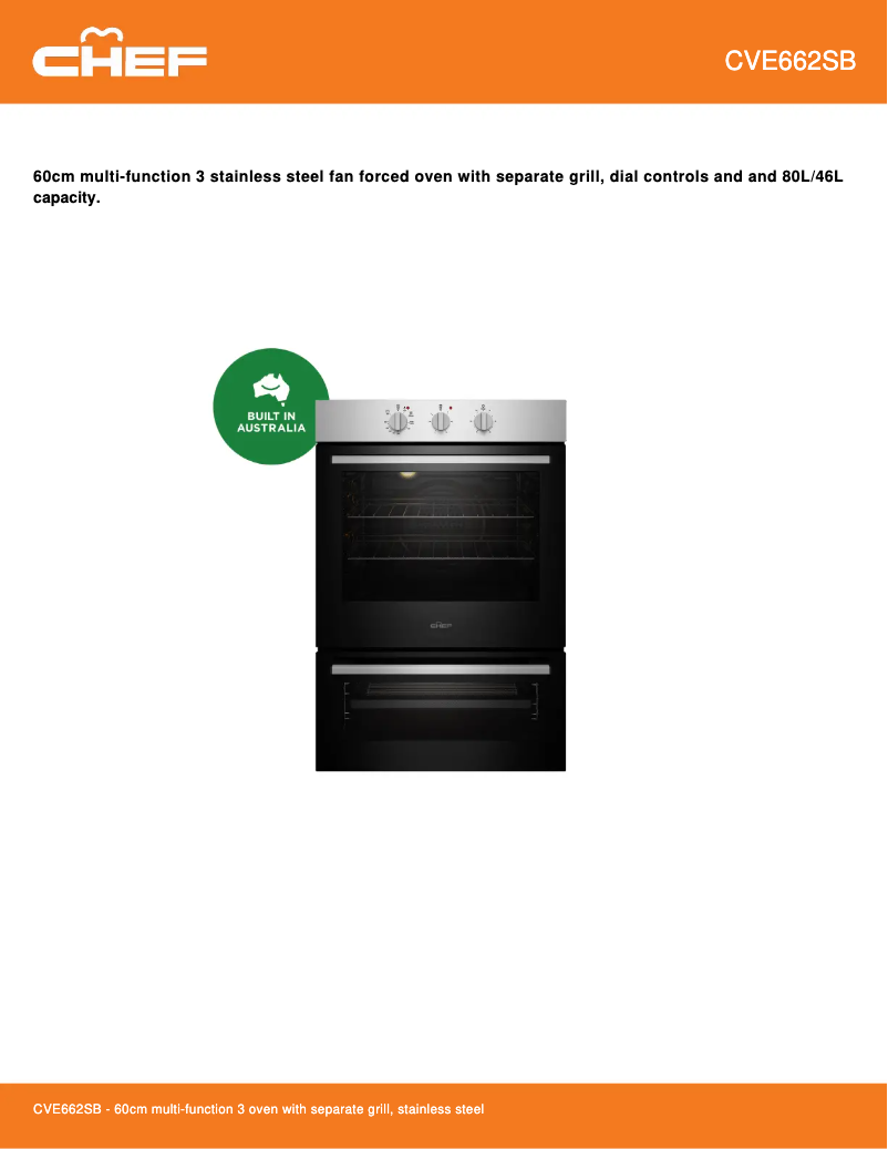 Page 1 de la notice Fiche technique Chef CVE662SB