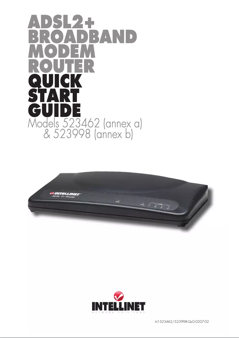 Image de la première page du manuel de l'appareil ADSL2+ Broadband Modem Router 523462