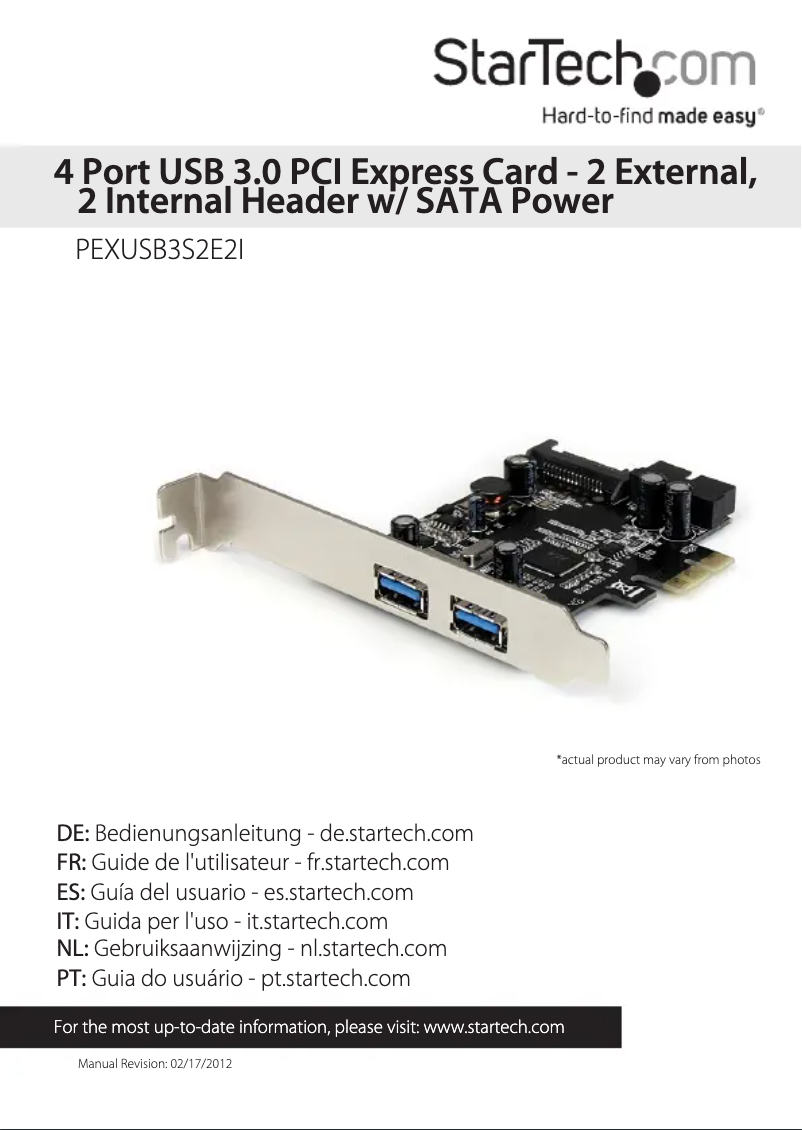 Page n°1 - Manuel utilisateur StarTech.com PEXUSB3S2E2I