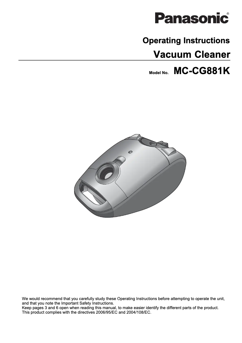 Image de la première page du manuel de l'appareil MC-CG881K