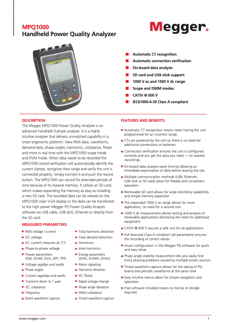 Image de la première page du manuel de l'appareil MPQ1000