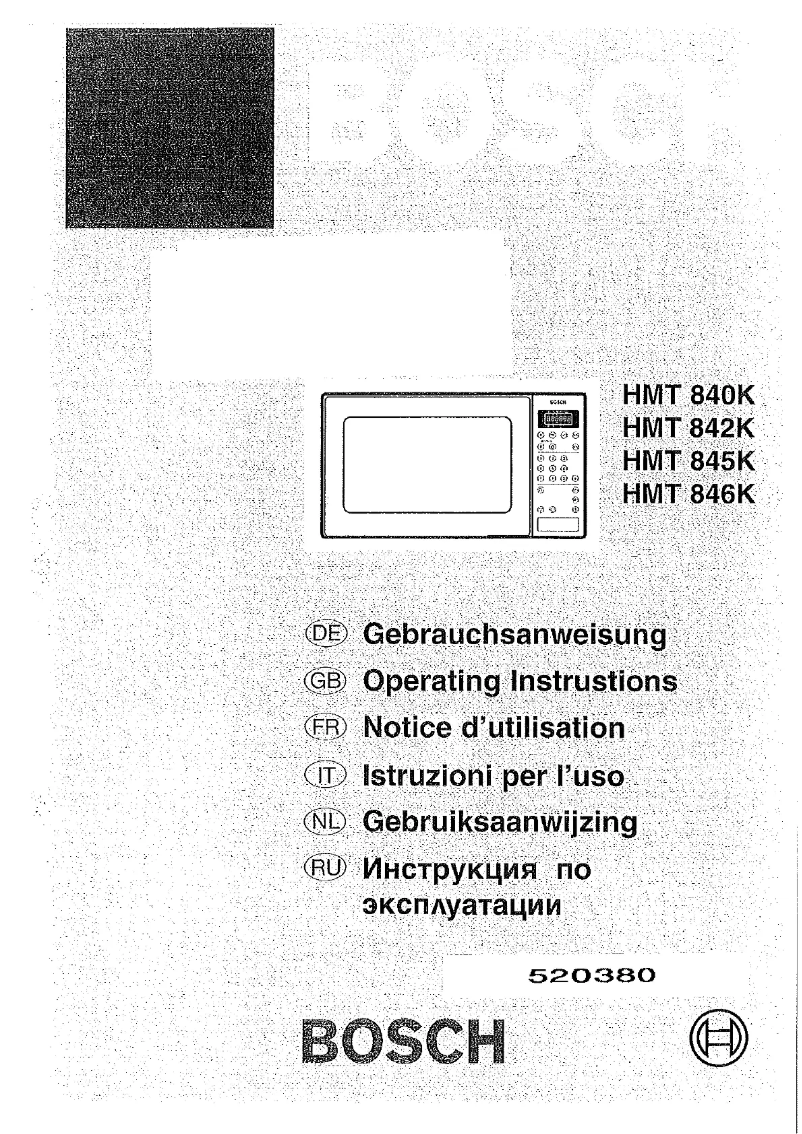 Page 1 de la notice Manuel utilisateur Bosch HMT840K