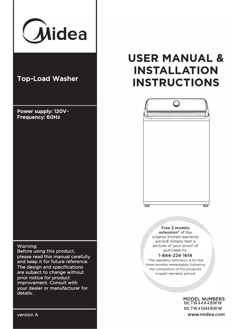 Page n°1 - Manuel utilisateur Midea MLTW45M4BWW