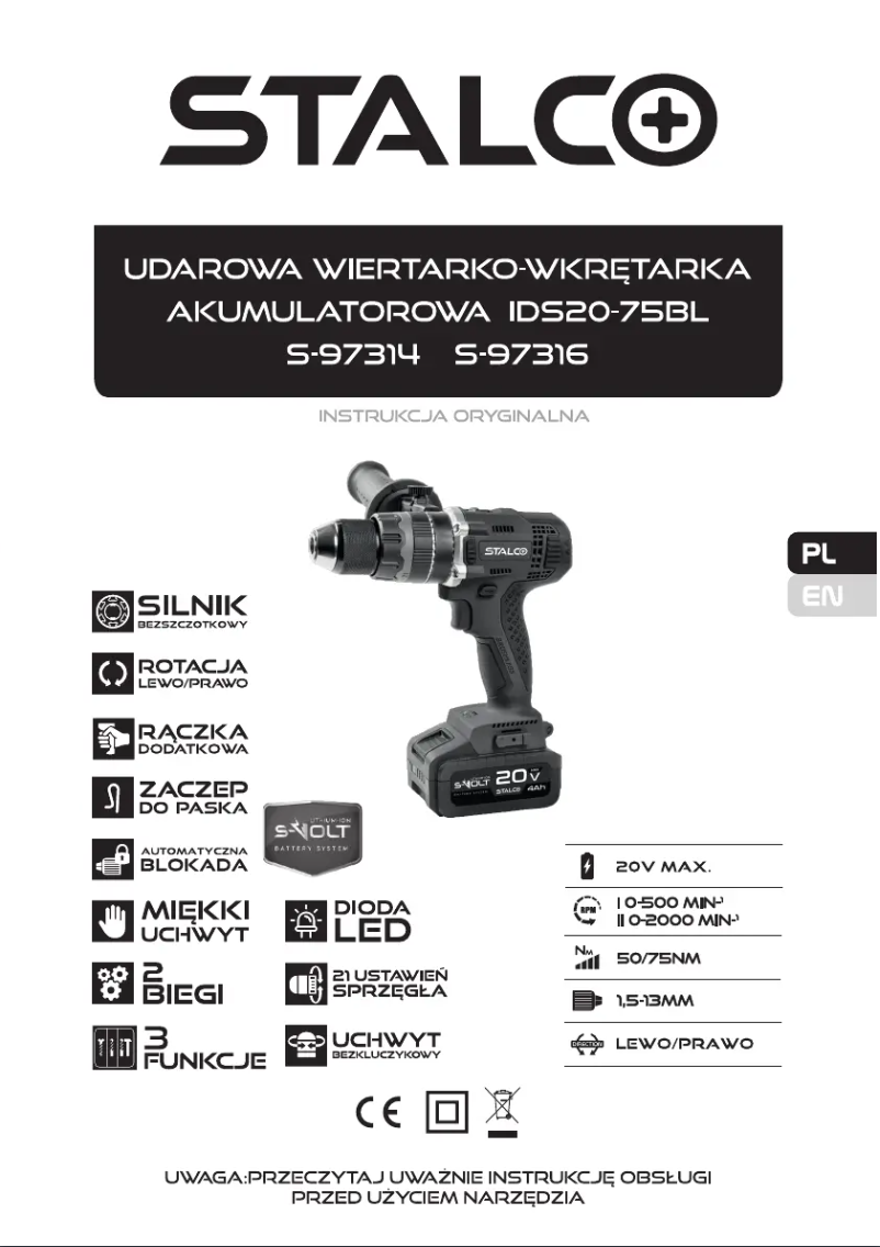 Page 1 de la notice Manuel utilisateur Stalco IDS20-75BL