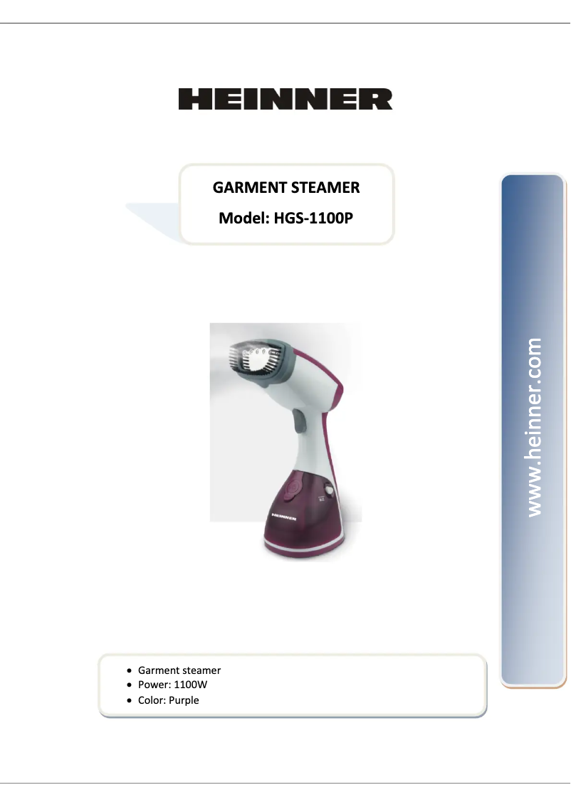 Page n°1 - Manuel utilisateur Heinner HGS-1100PP