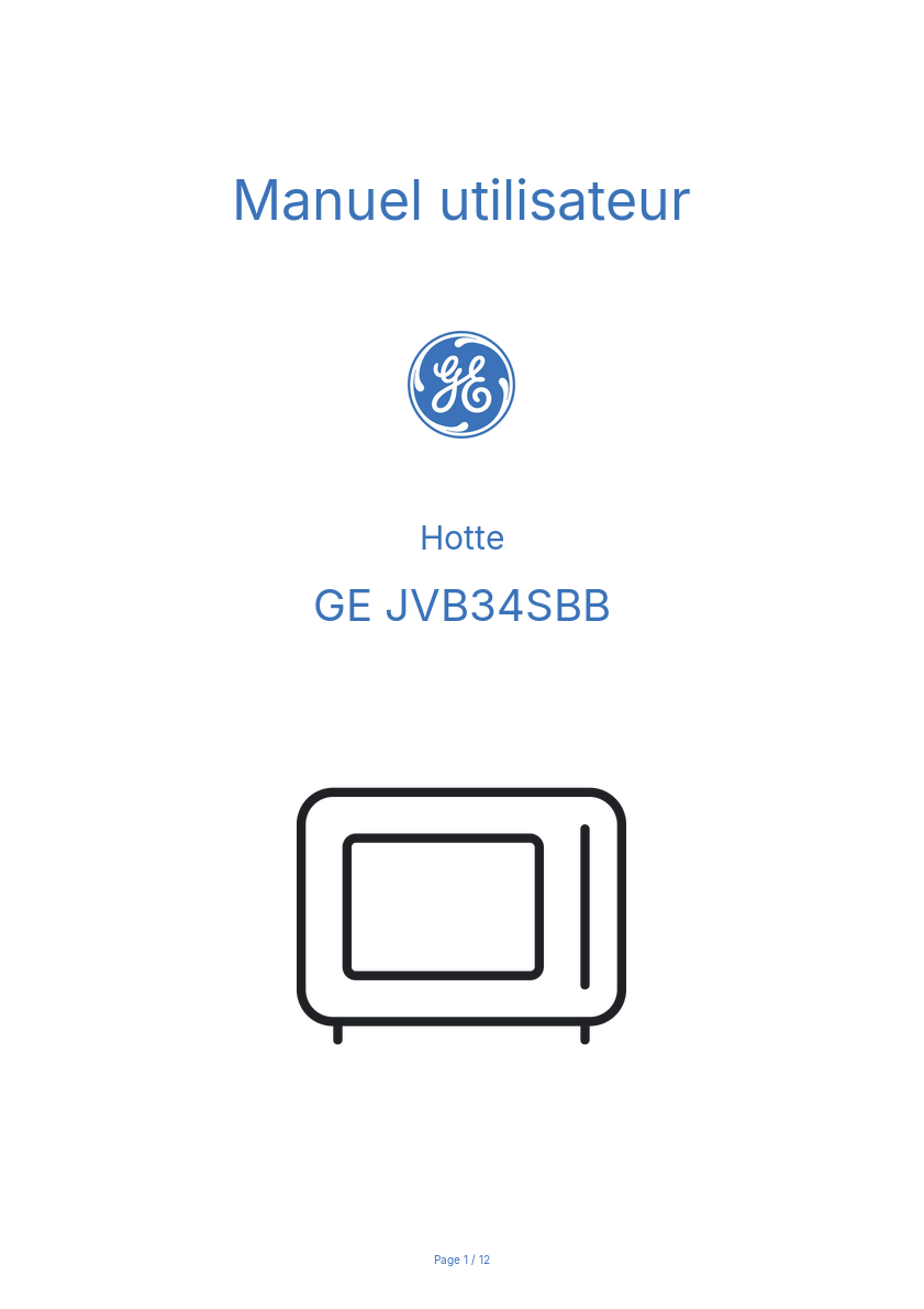 Image de la première page du manuel de l'appareil JVB34SBB