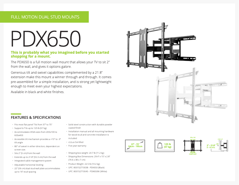 Página 1 del manual Ficha técnica Kanto PDX650
