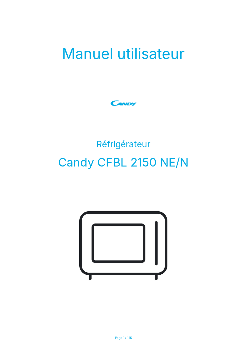 Page n°1 - Manuel utilisateur Candy CFBL 2150 NE/N