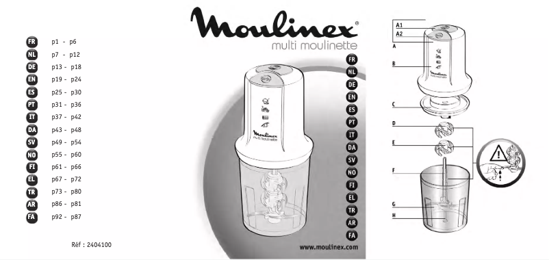 Page n°1 - Manuel utilisateur Tefal Multi Moulinette AT714G40