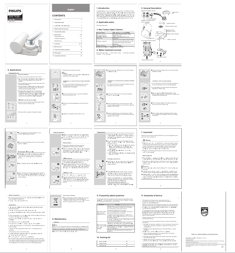 Page n°1 - Manuel utilisateur Philips AWP3702