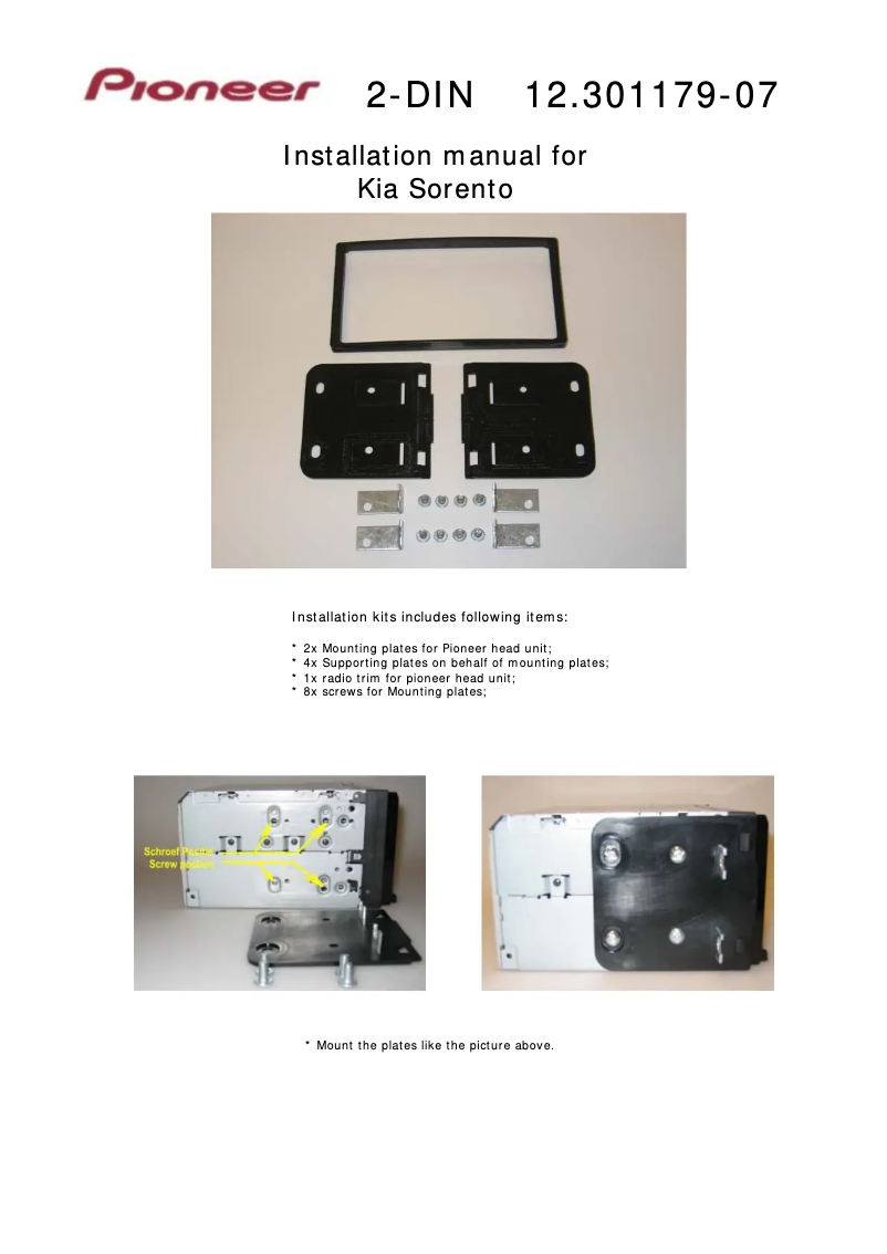 Page n°1 - Manuel utilisateur Pioneer 12.301179-07