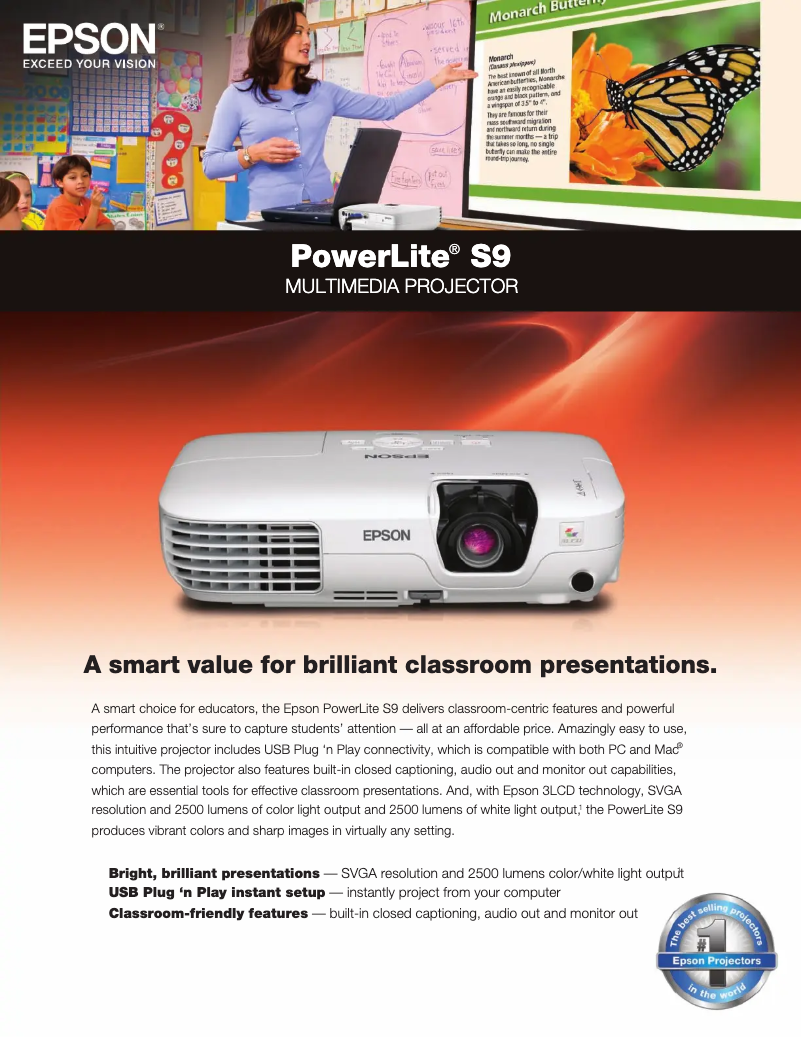 Page 1 de la notice Brochure Epson PowerLite S9