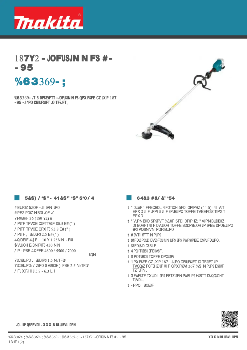 Page 1 de la notice Fiche technique Makita DUR369LZ