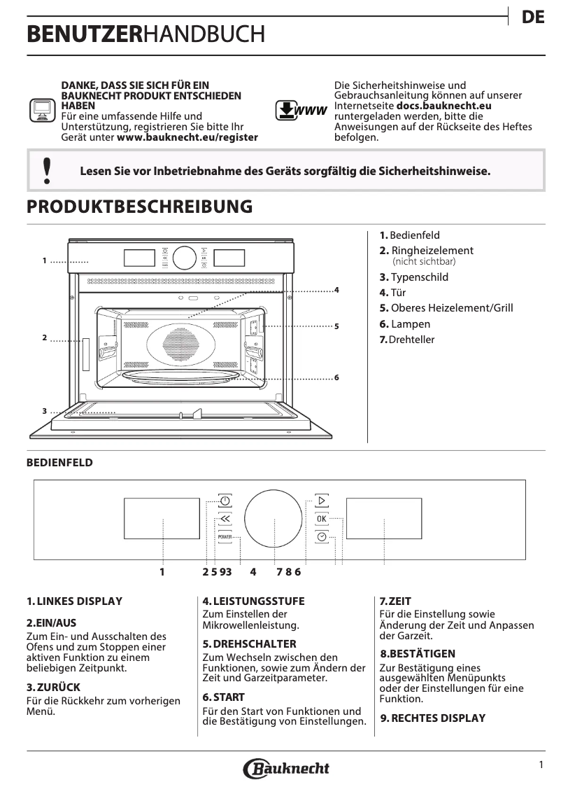 Page 1 de la notice Manuel d'utilisation et d'entretien Bauknecht EMPK5 5645 ES