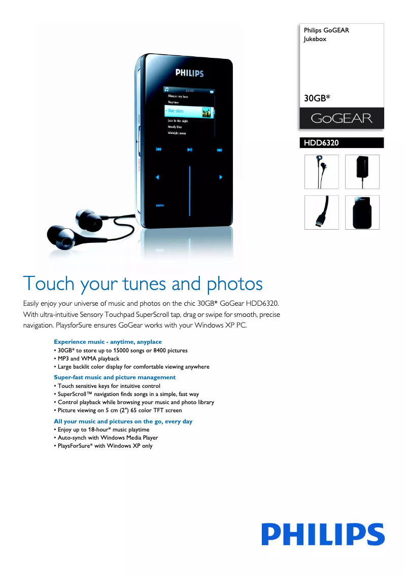 Page 1 de la notice Brochure Philips GoGear HDD6320