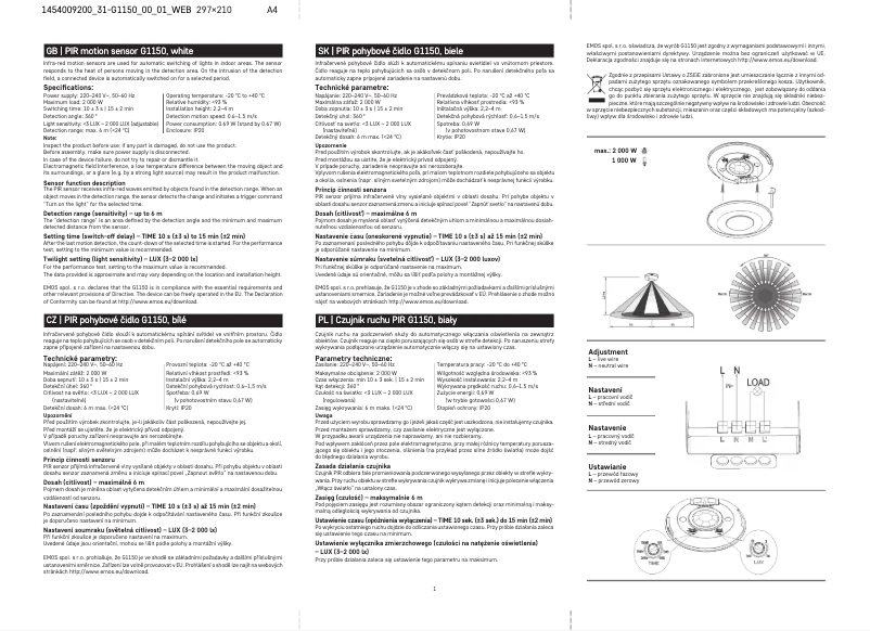 Page n°1 - Manuel utilisateur Emos G1150