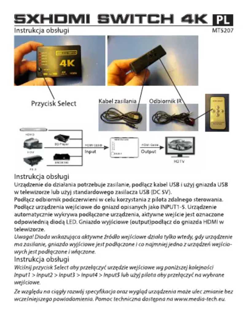 Image de la première page du manuel de l'appareil MT5207