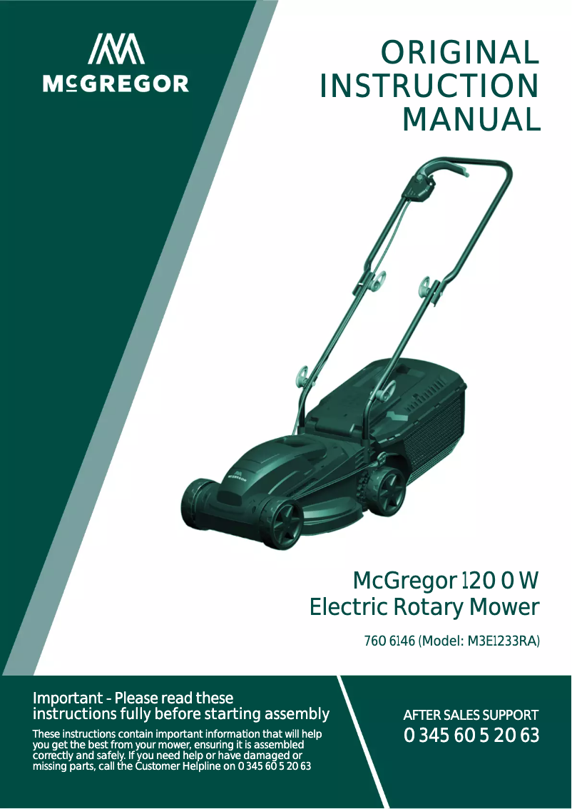 Image de la première page du manuel de l'appareil M3E1233RA