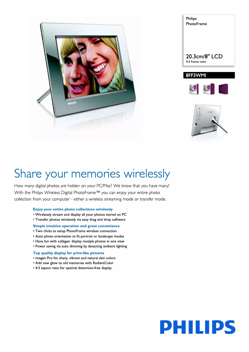 Page 1 de la notice Brochure Philips 8FF3WMI