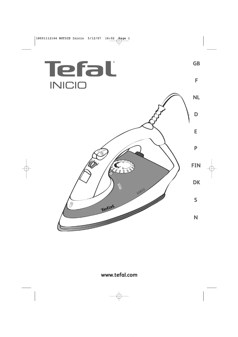 Page n°1 - Manuel utilisateur Tefal Inicio FV1114E1