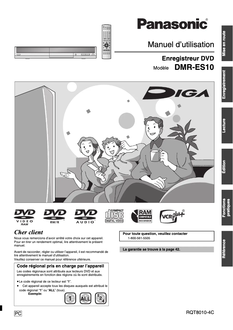 Page 1 de la notice Manuel utilisateur Panasonic DMR-ES10