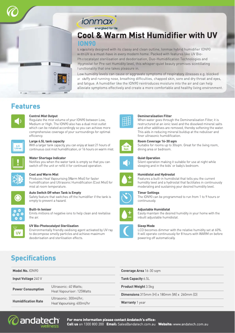 Image de la première page du manuel de l'appareil ION90