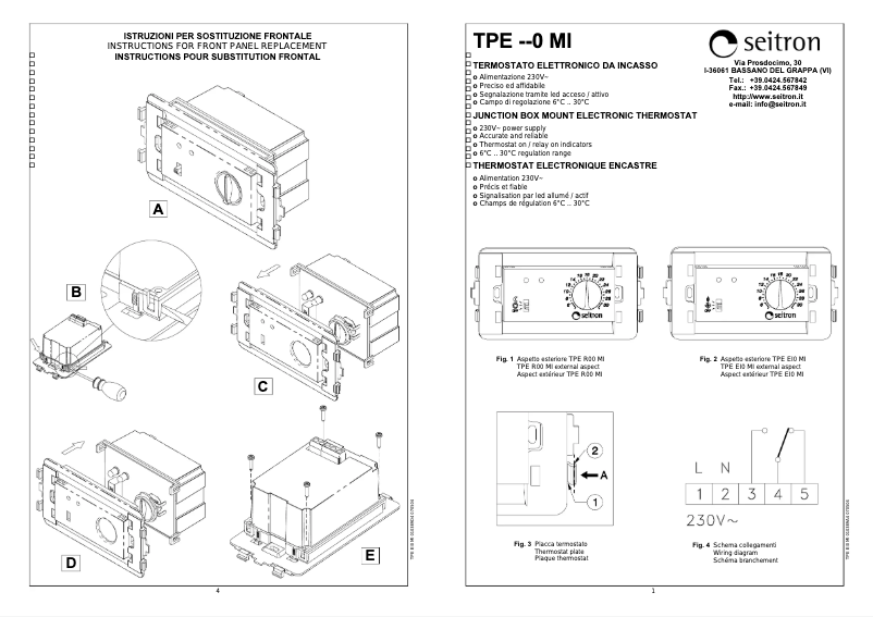 Page n°1 - Manuel utilisateur Seitron TPER00MI