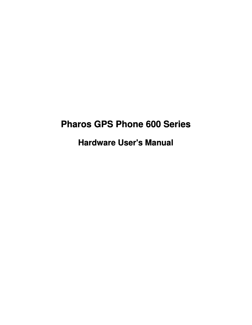 Page n°1 - Manuel utilisateur Pharos PTL600