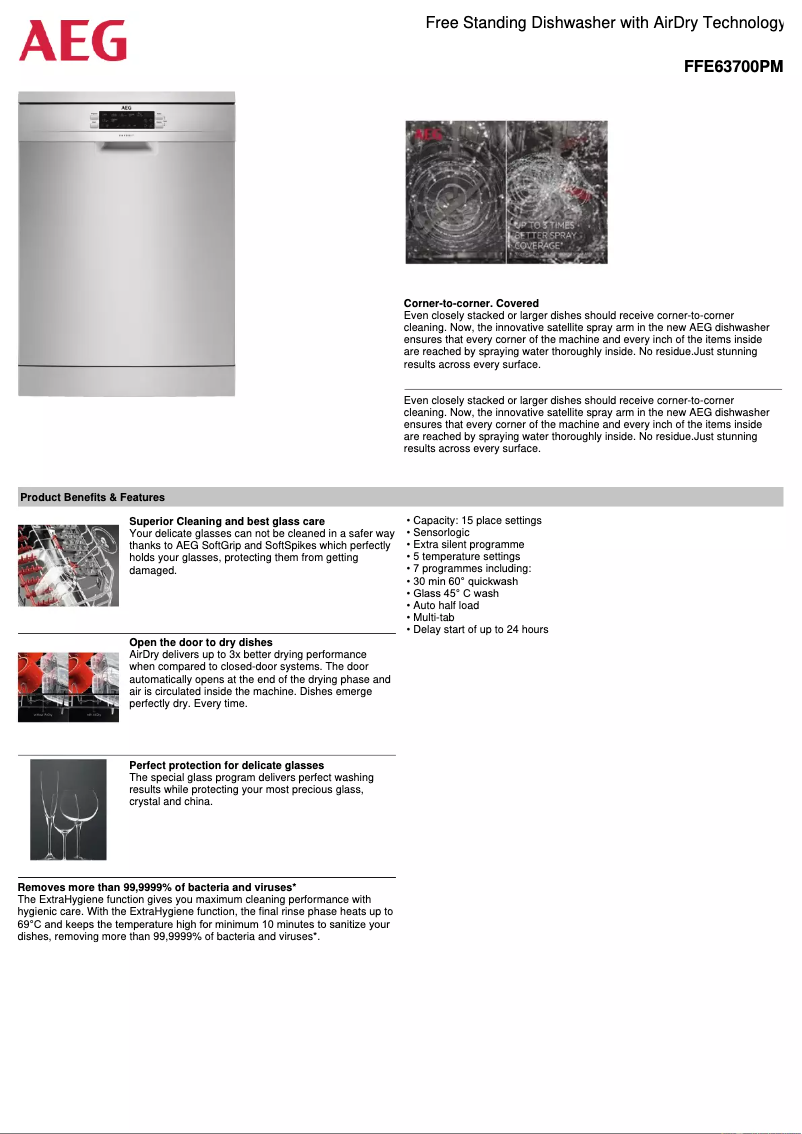 Page 1 de la notice Fiche technique AEG FFE63700PM