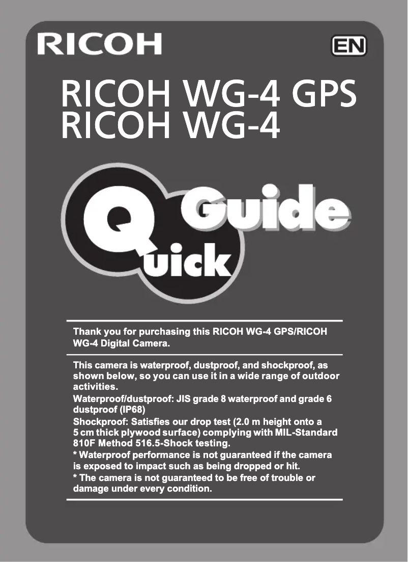 Image de la première page du manuel de l'appareil WG-5 GPS