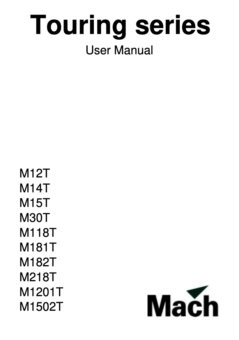 Image de la première page du manuel de l'appareil Mach M1502T