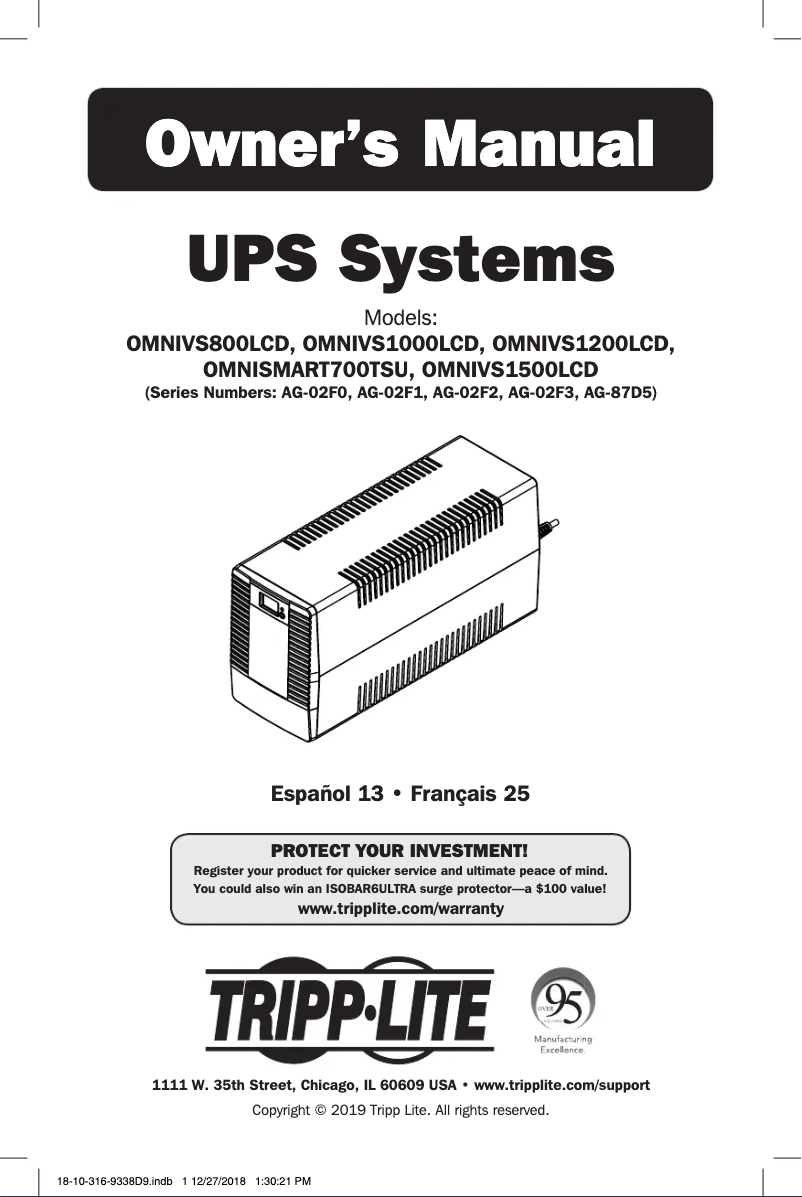 Page n°1 - Manuel utilisateur Tripp Lite OmniVS OMNIVS1500LCD