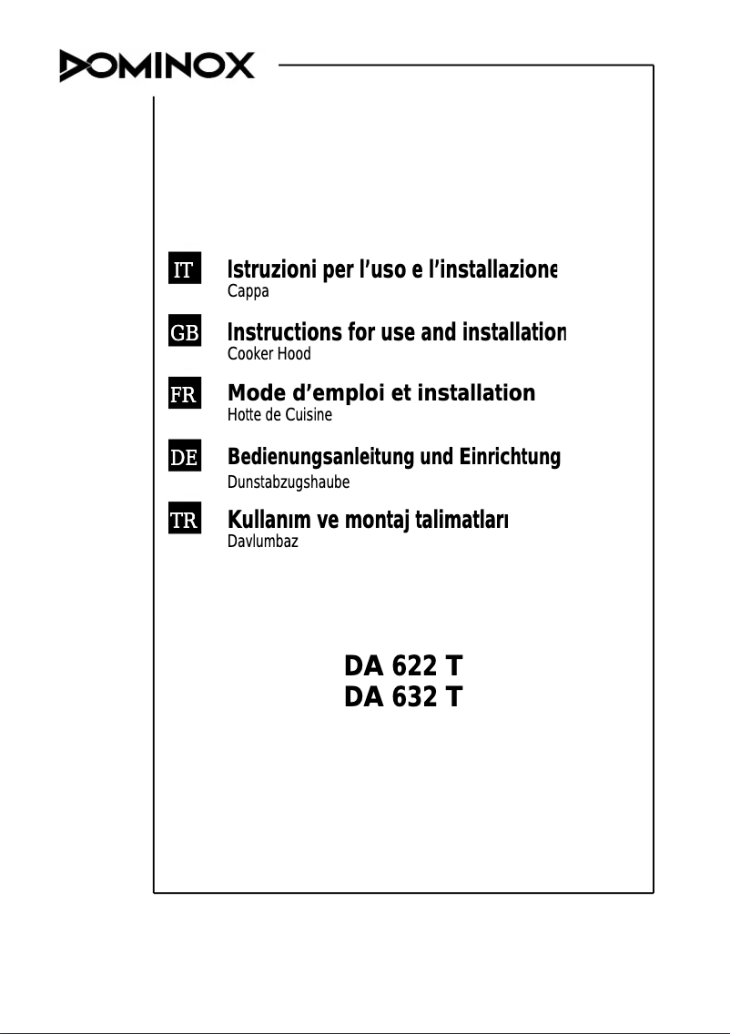 Page n°1 - Manuel utilisateur Dominox DA 632 T
