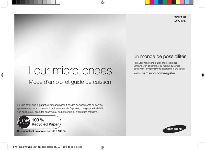 Page 1 de la notice Manuel utilisateur Samsung GW712K