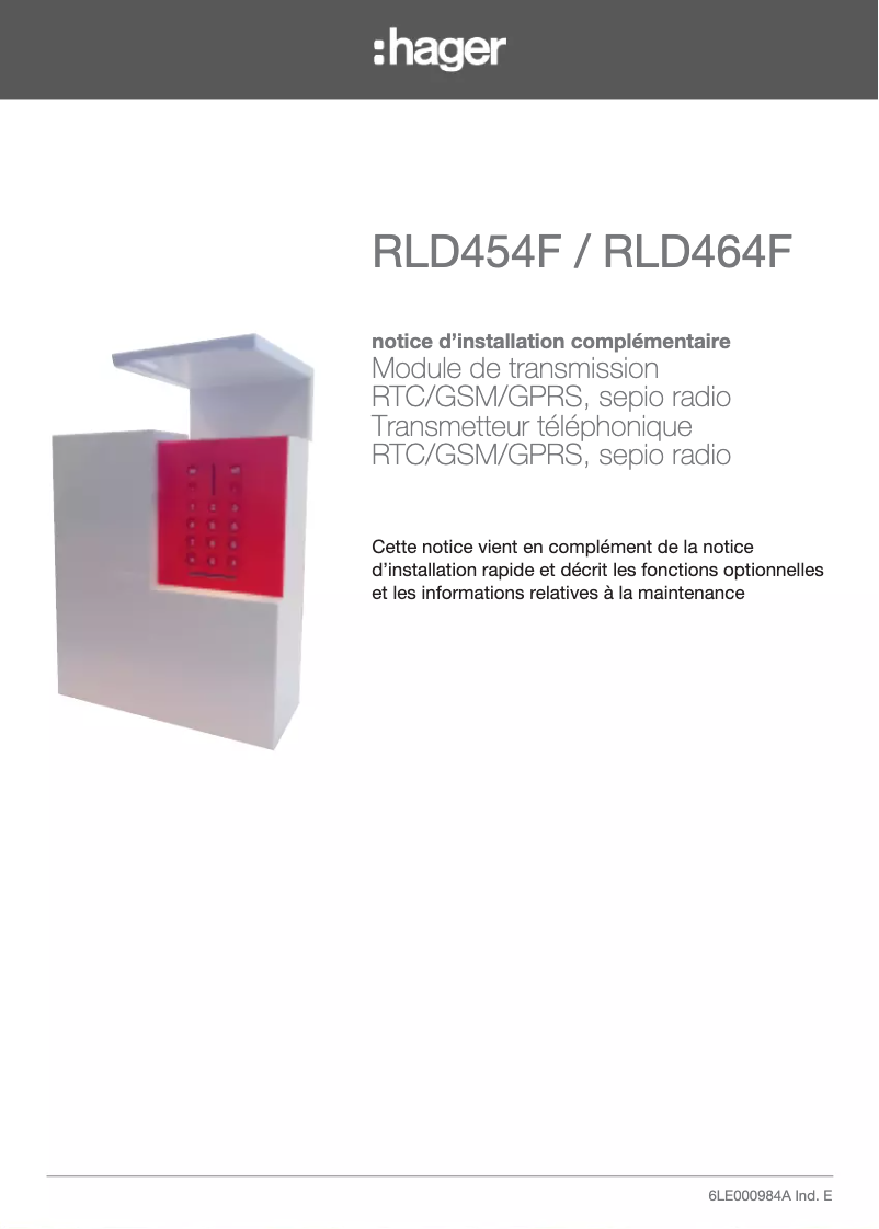 Image de la première page du manuel de l'appareil RLD454F