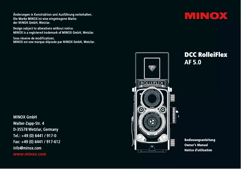 Page 1 de la notice Manuel utilisateur Minox DCC RolleiFlex AF 5.0