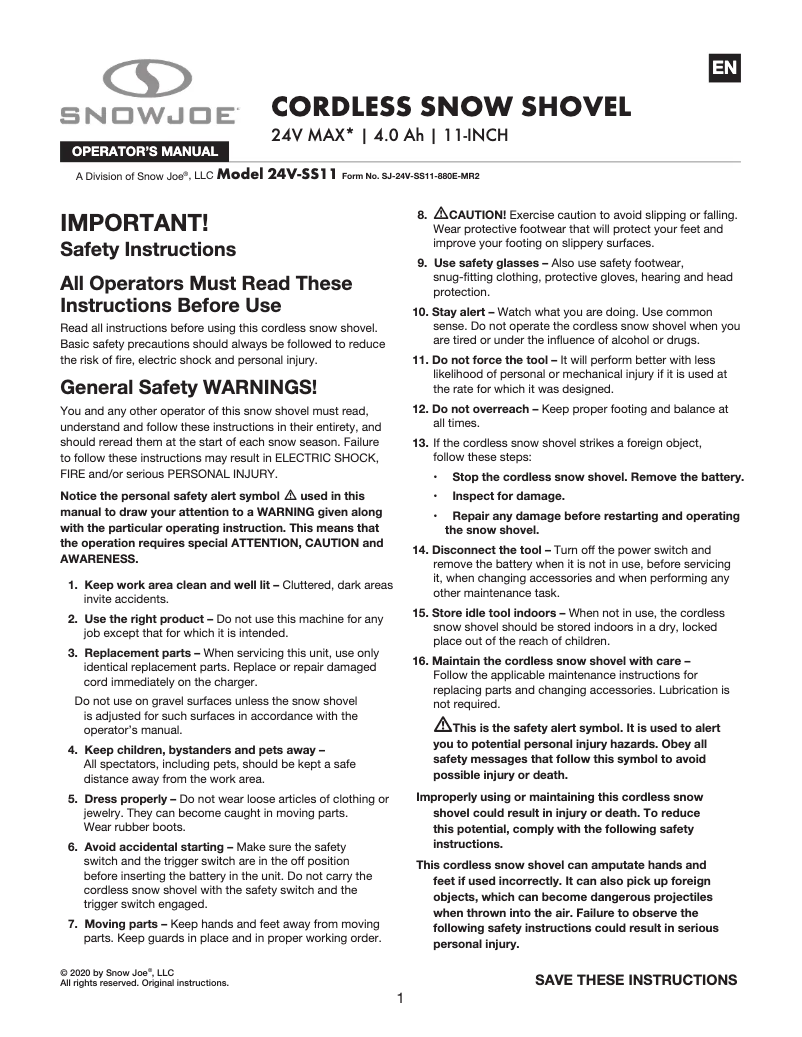 Image de la première page du manuel de l'appareil 24V-SS11